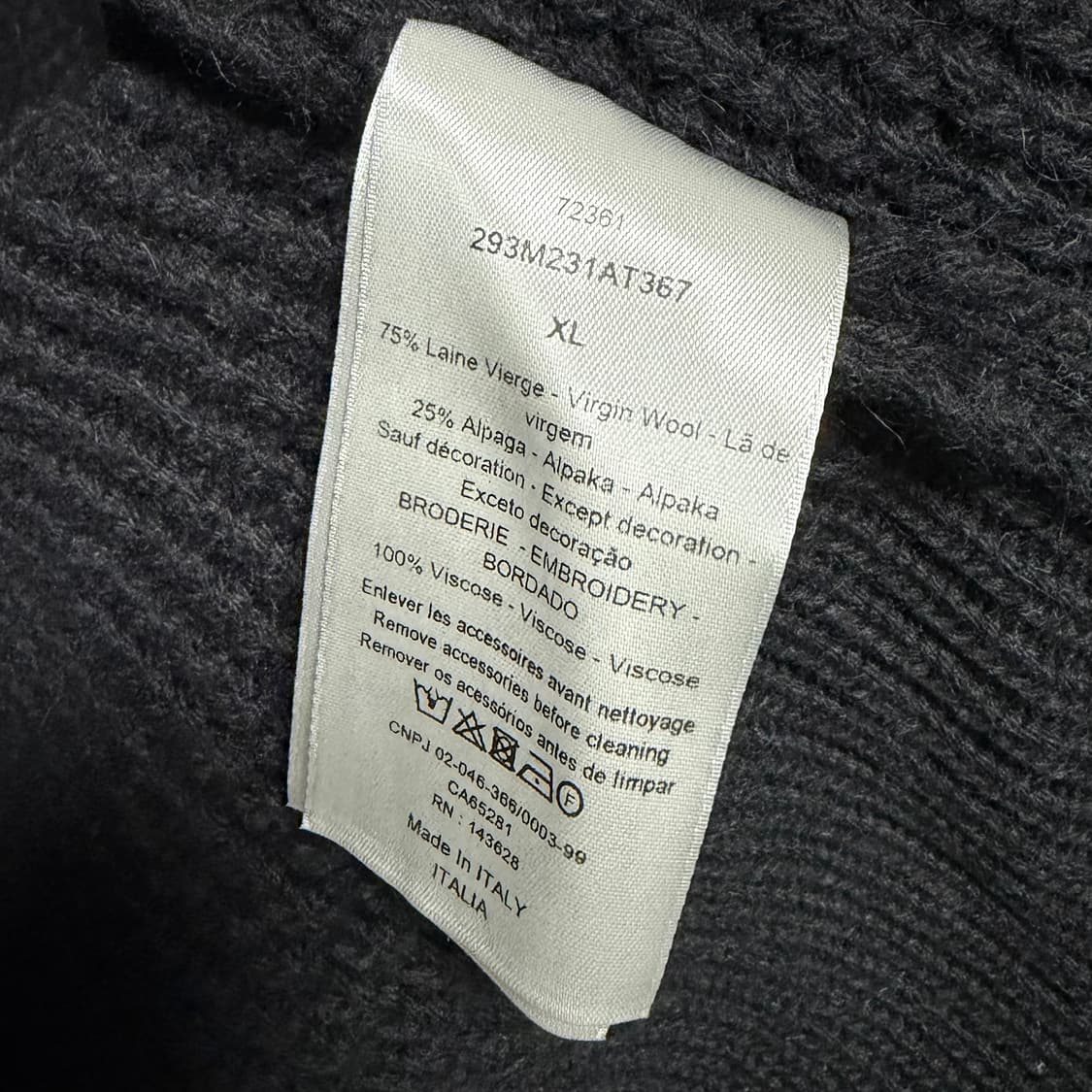 [S+급/XL] 디올 울 알파카 가디건 블랙 상품이미지7