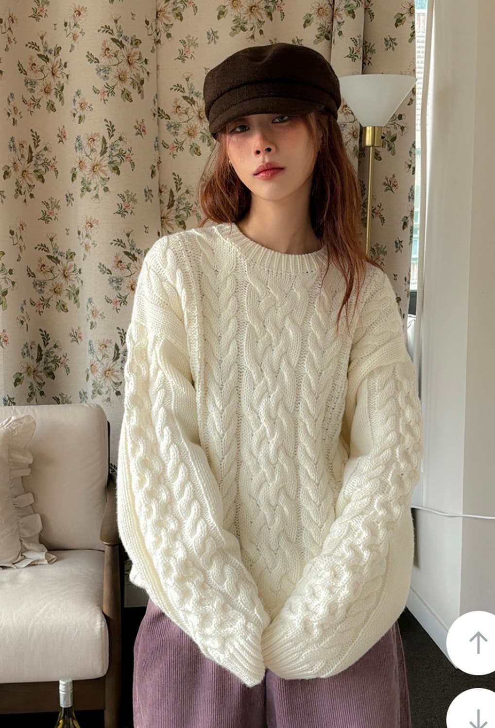 [데일리쥬/MADE] 레닉스 오바핏 꽈배기 라운드 니트 아이보리 상품이미지1