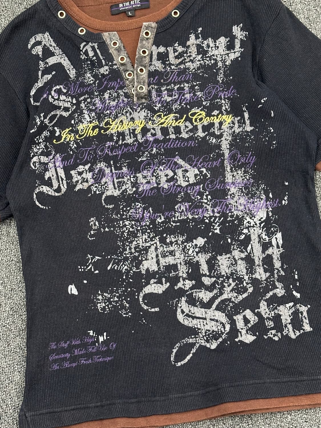 L)In The Attic vintage 여성 레이어드 프린팅 자수 반팔 상품이미지2