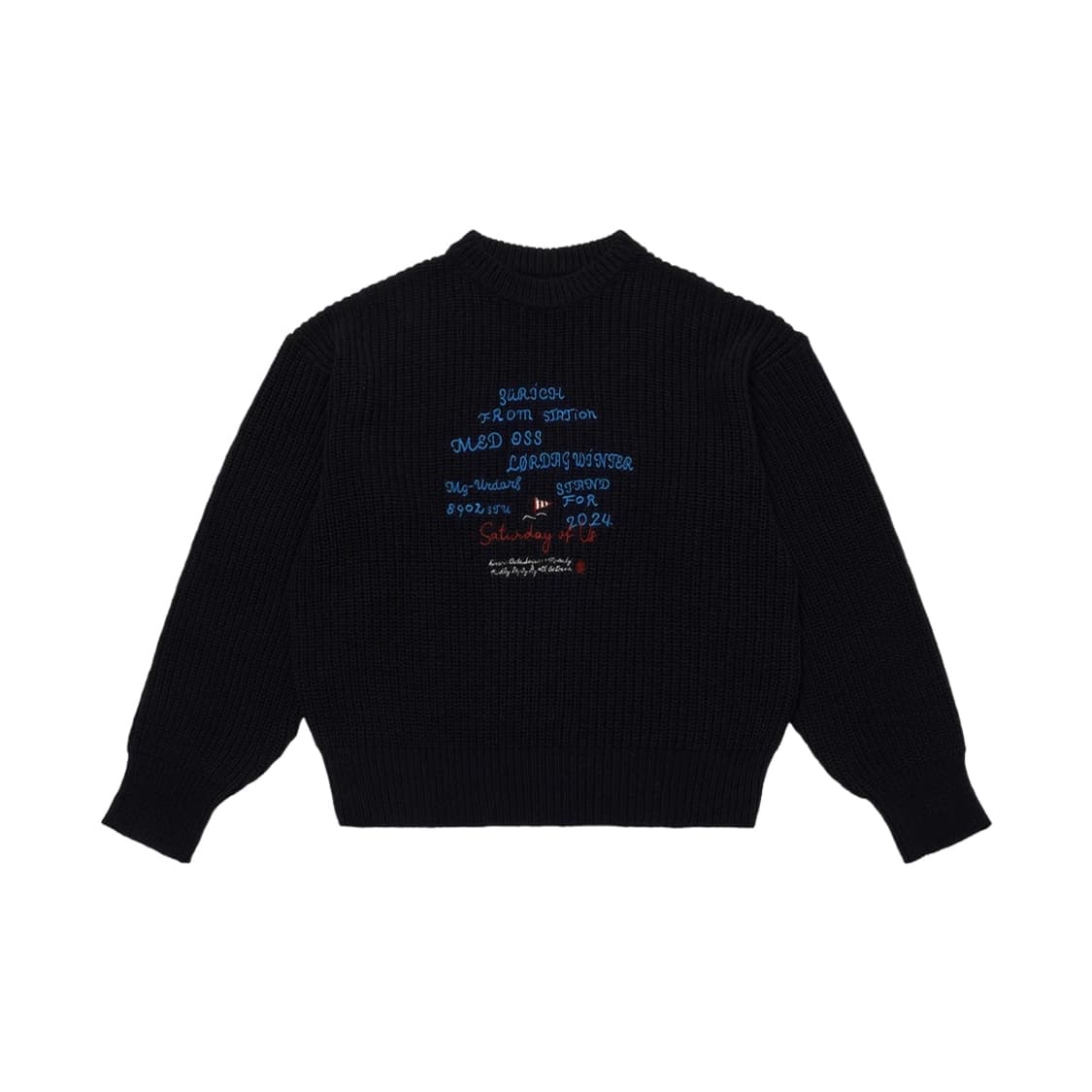STU Embroidered Slogan Knit Black L SIZE 상품이미지1