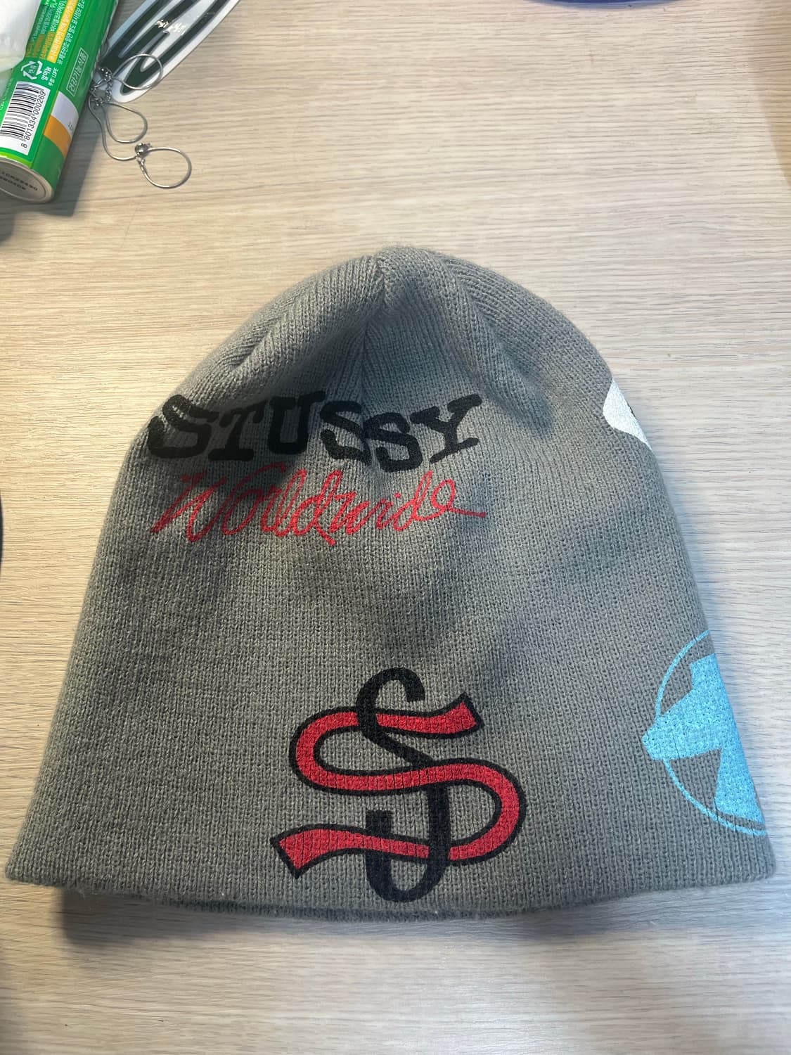 스투시 믹스 로고 스컬캡 비니 회색 상품이미지2