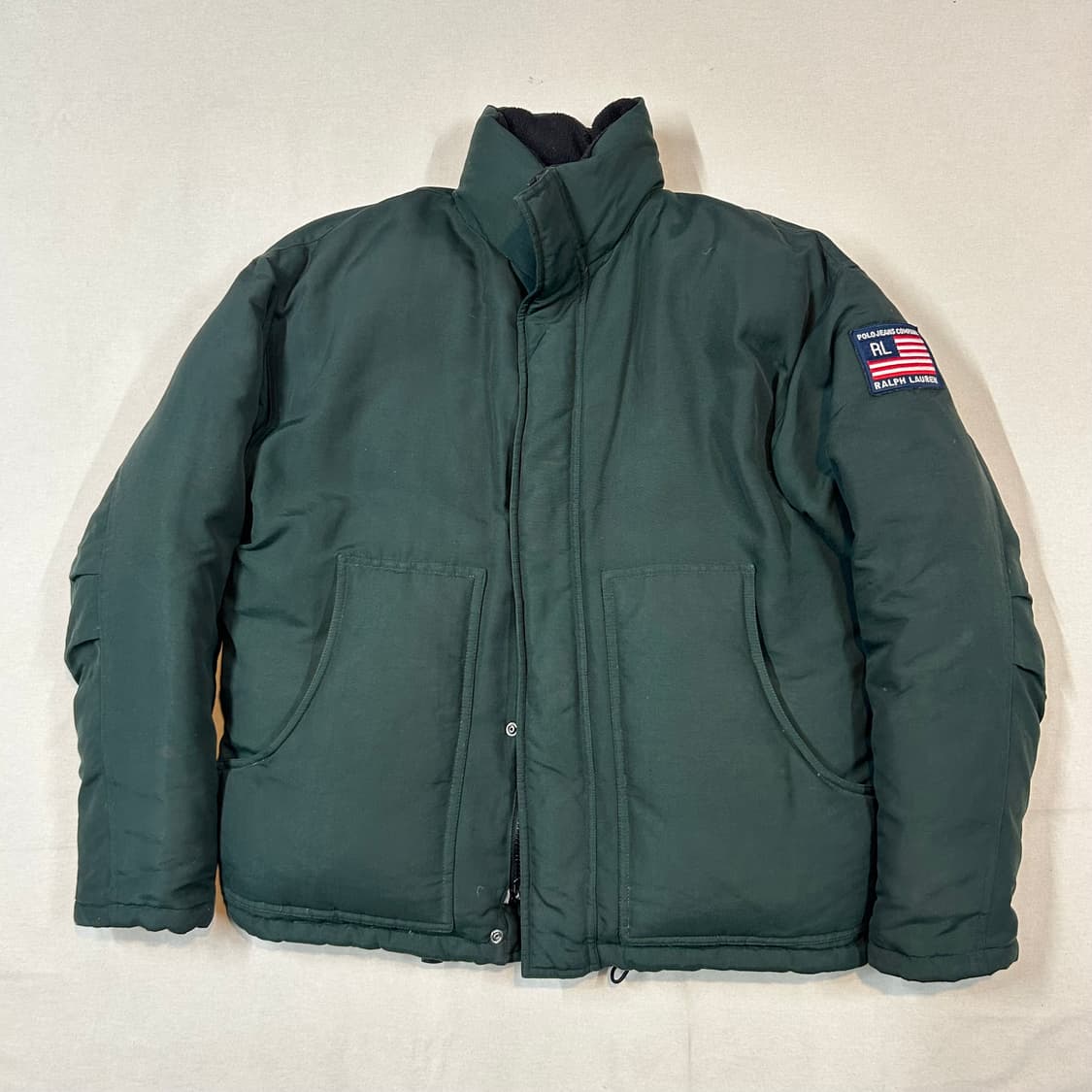 S) 폴로 랄프로렌 진스 덕다운 패딩 점퍼 그린 성조기 패치 상품이미지1