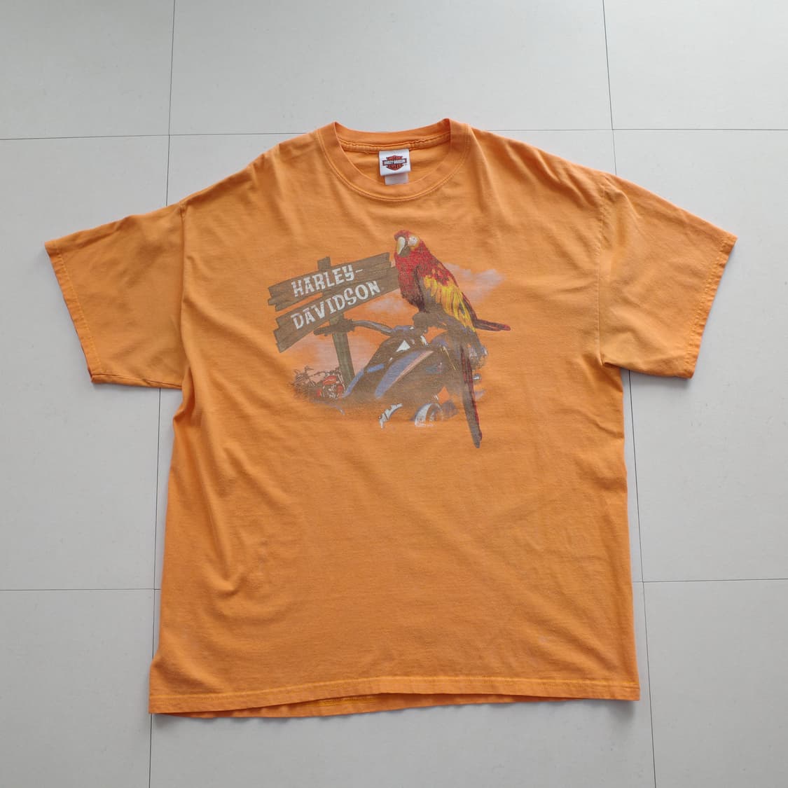 07년 할리데이비슨 앵무새 오렌지 티셔츠 상품이미지1