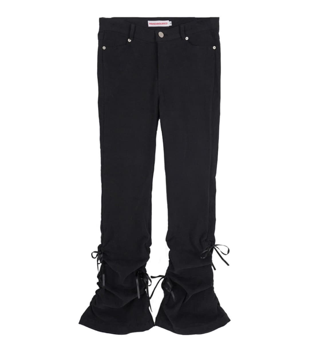 하이스쿨디스코 리본 셔링 부츠컷 피치 코튼 팬츠 상품이미지4