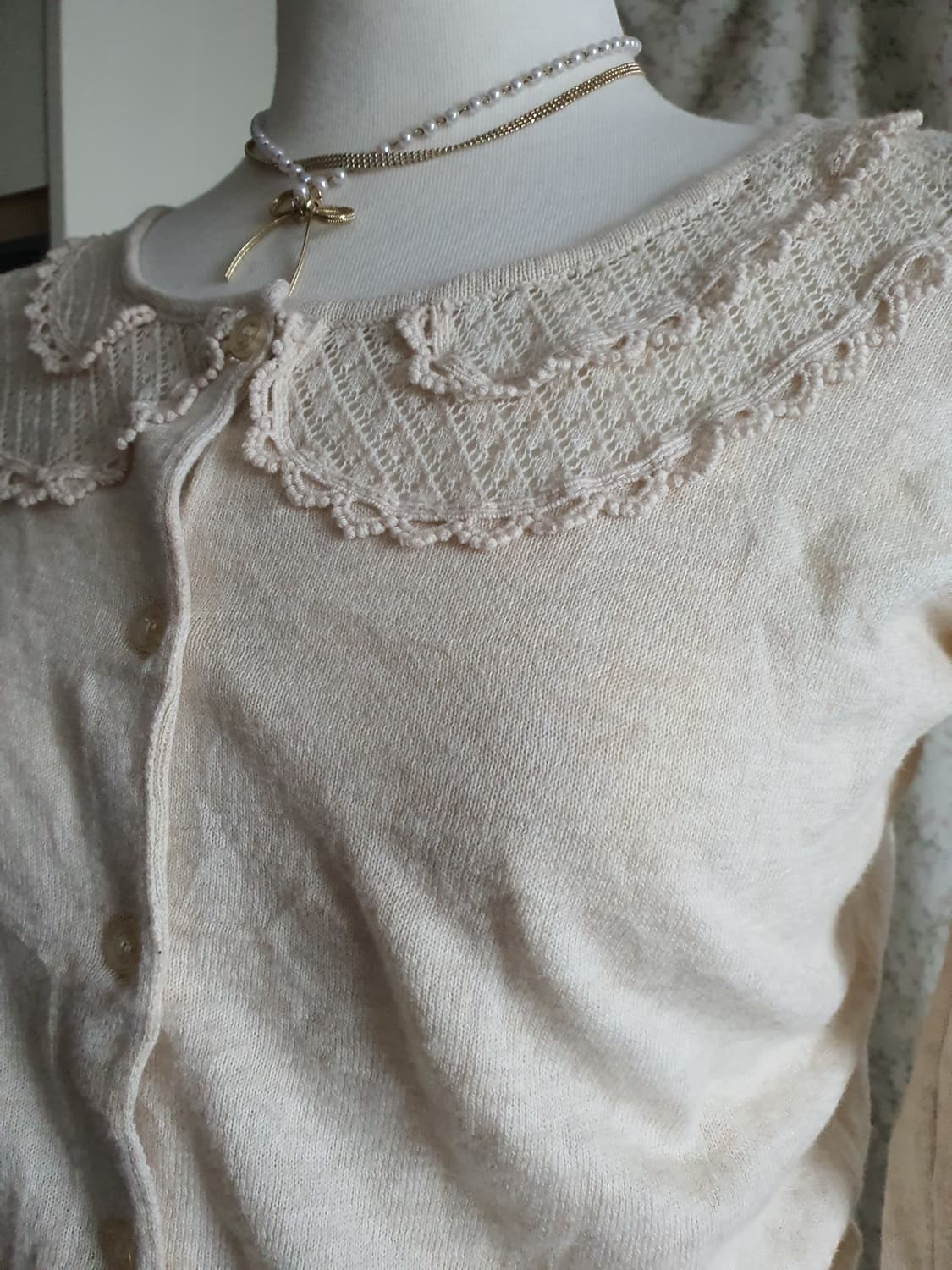 [모리걸] 레이스 칼라 가디건 아이보리 상품이미지2