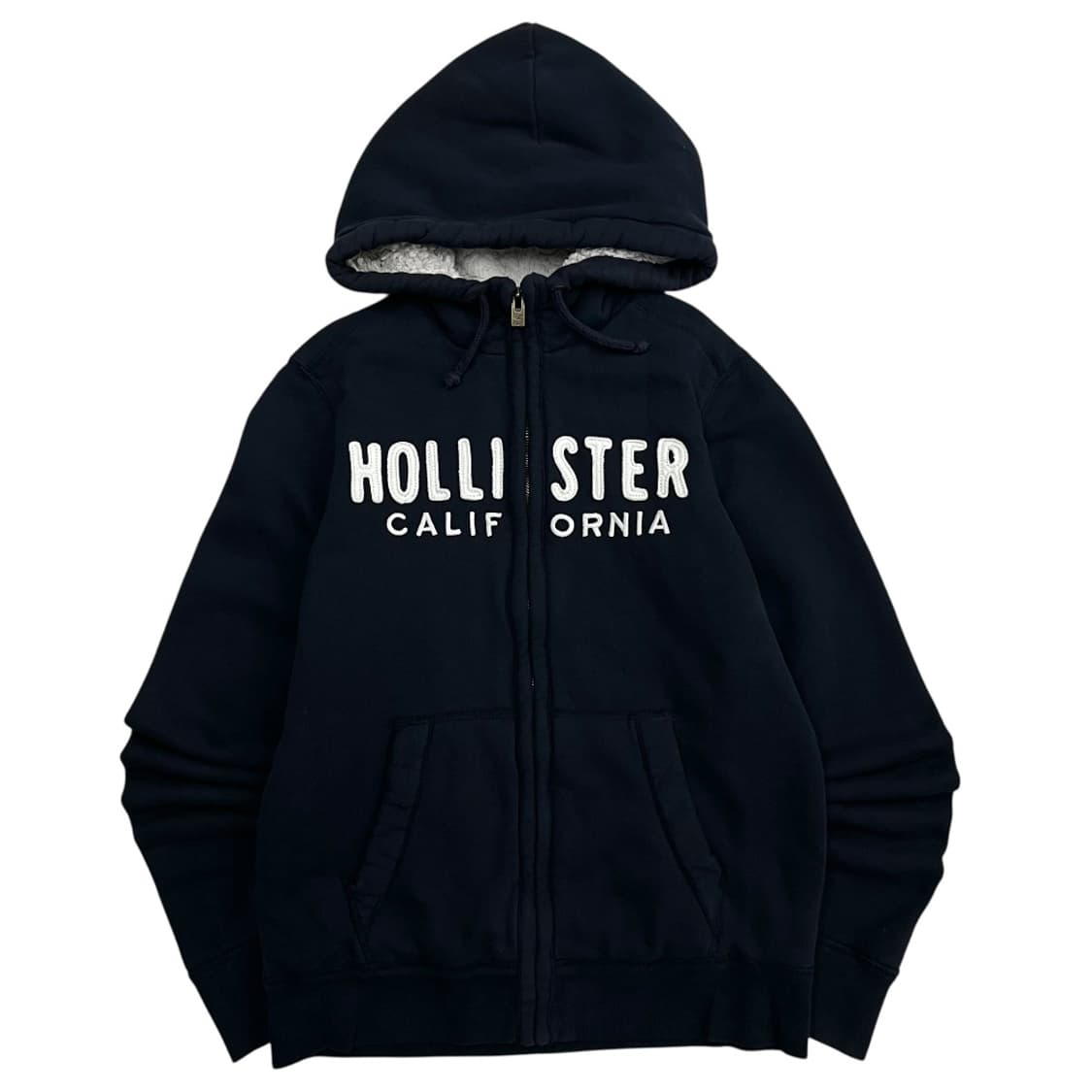 홀리스터 센터로고 양털 네이비 후드집업 M 상품이미지3