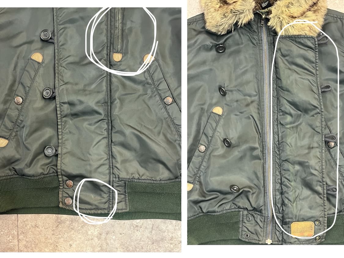 디젤 후드 퍼 봄버 자켓 카키 M #csz2360 상품이미지5