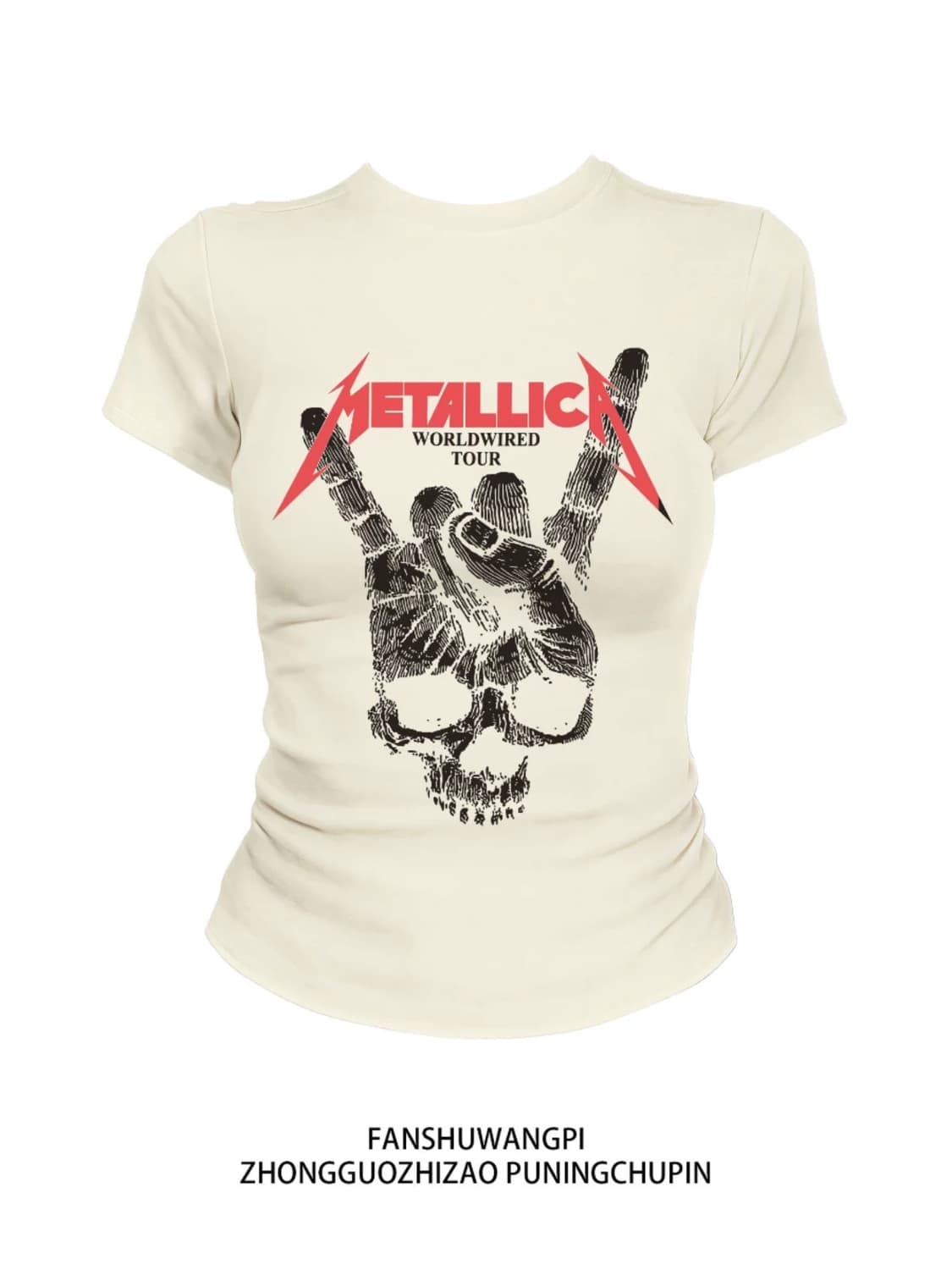 메탈 스컬 락 프린팅 슬림핏 반팔 티셔츠 상품이미지2