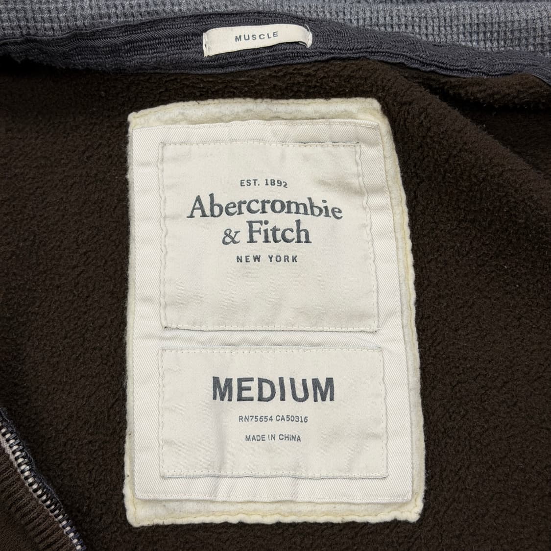 아베크롬비 빈티지 브라운 데미지 디테일 Y2K 기모 후드집업 자켓 M 상품이미지5