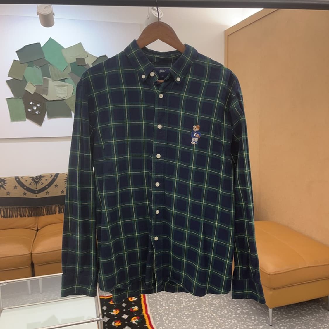 예일 베어자수 버튼다운 홀리데이 그린 셔츠 L C06738 상품이미지3