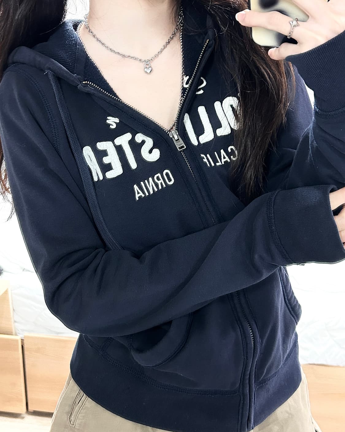 홀리스터 빅로고 다크네이비 후드집업 상품이미지4