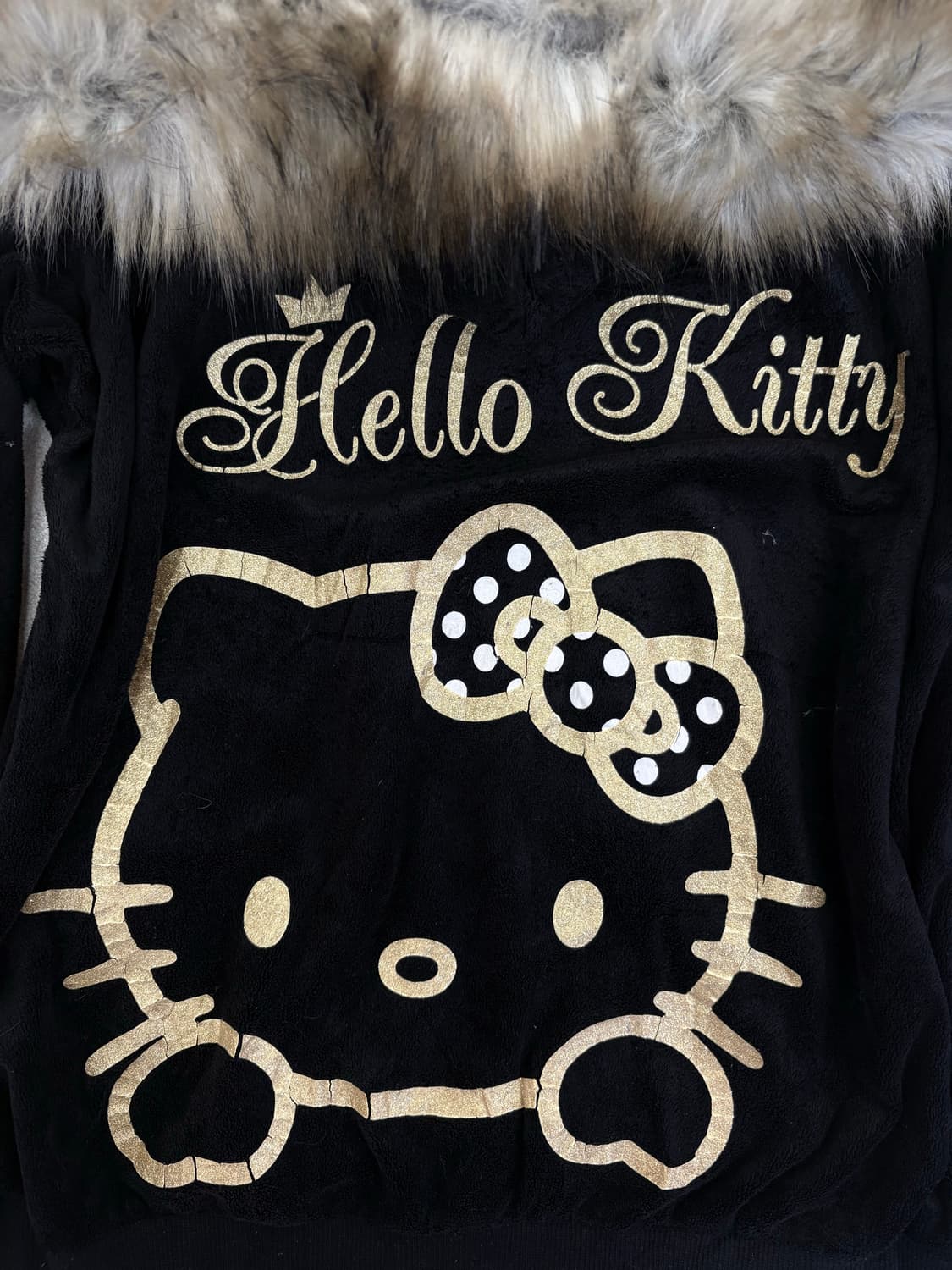 벨벳 골드 키티 퍼 후드집업 상품이미지5