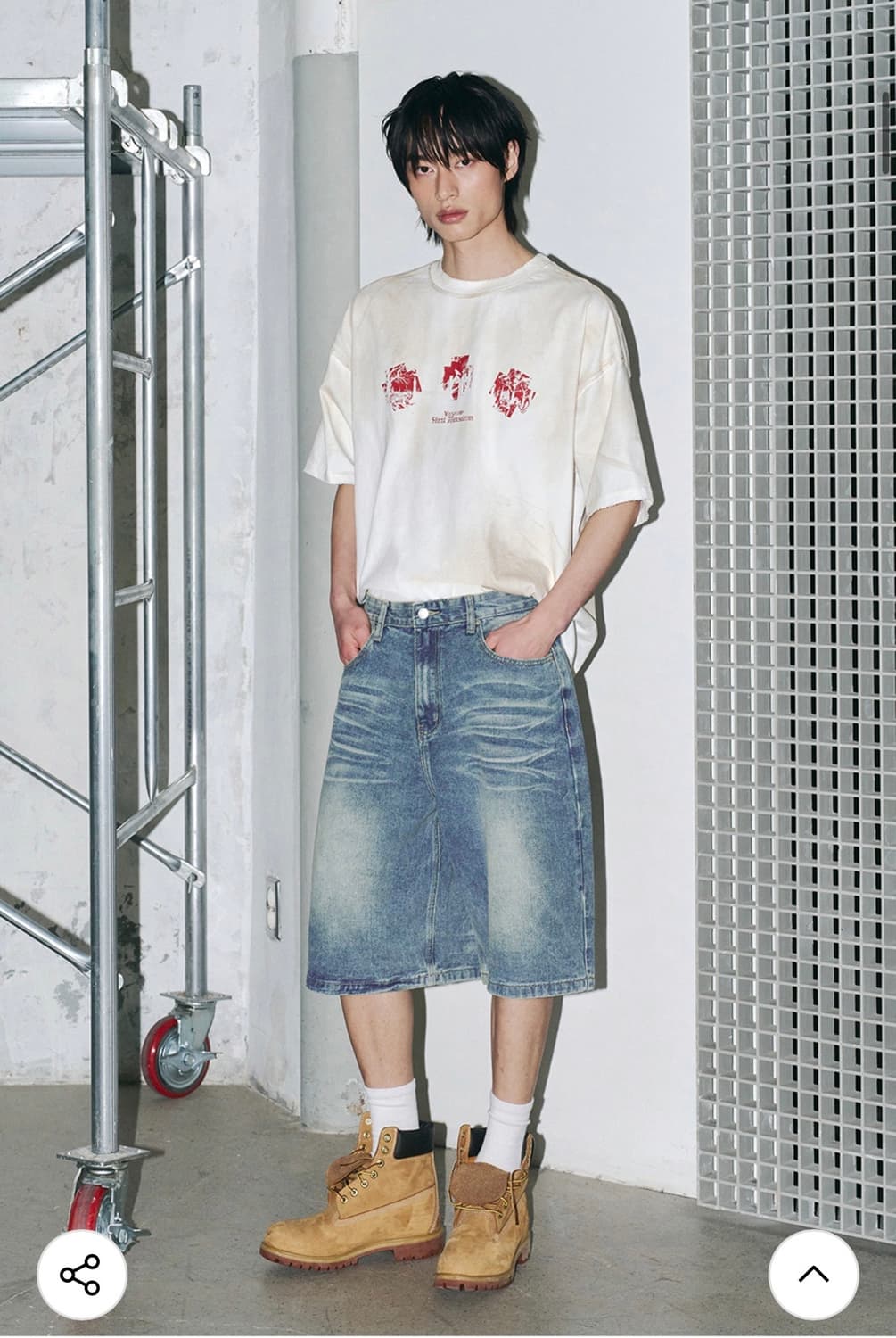 [택 제거 새상품] 어널러코드 페이드 버뮤다 데님 팬츠 (미디엄 블루,  상품이미지5