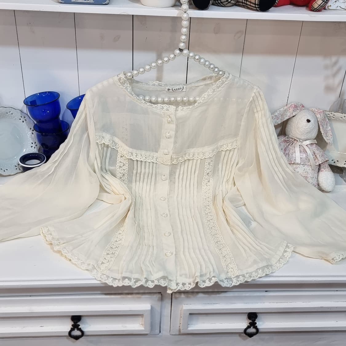 axes femme 아이보리 레이스 블라우스 상품이미지4