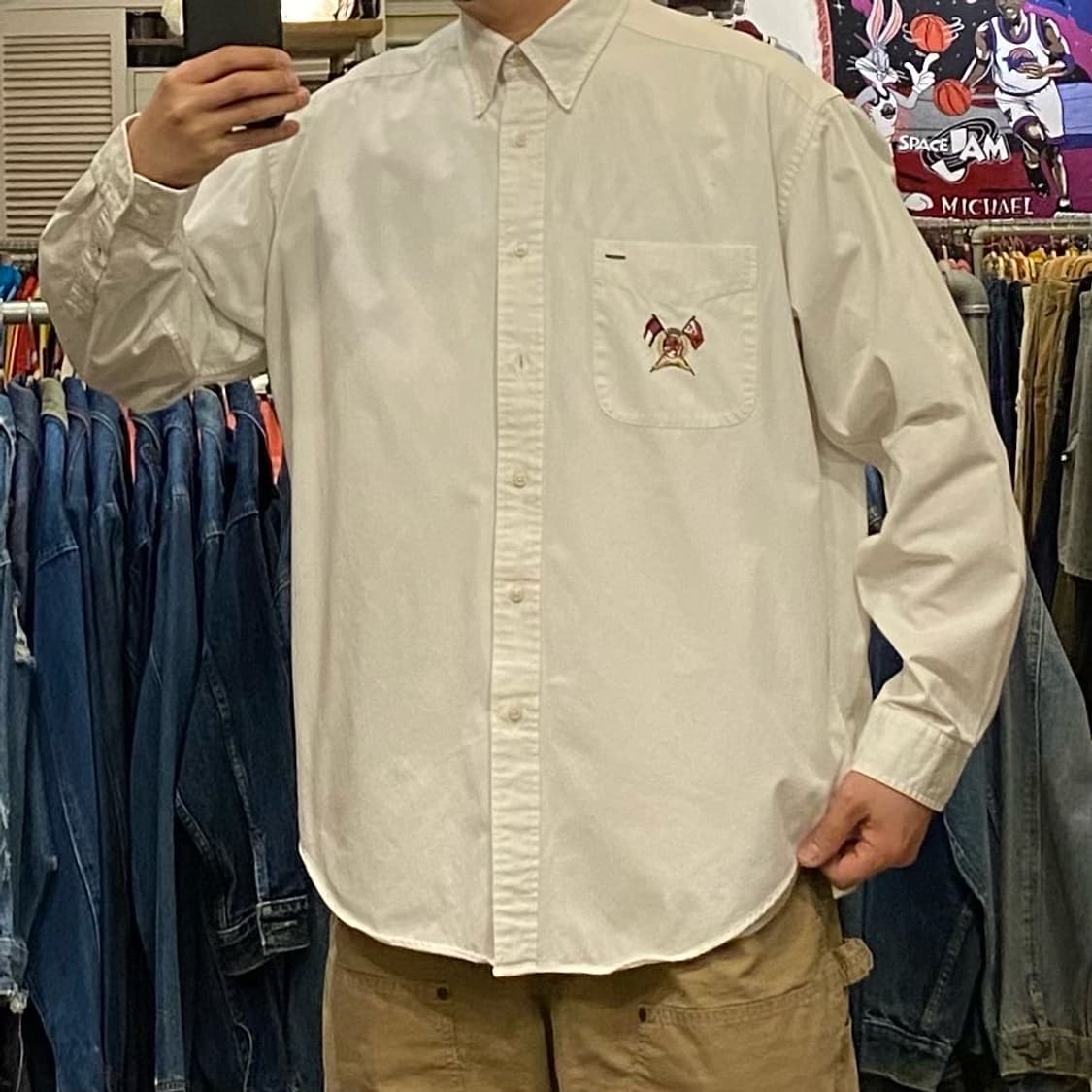 90s USA 타미힐피거 빅로고 주머니 코튼셔츠 상품이미지2