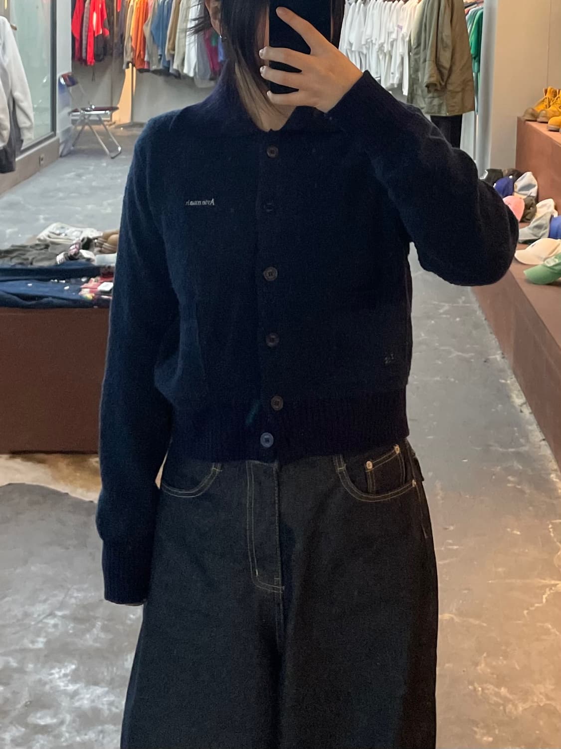 아비에무아 부클레 패치 포켓 메리노 네이비 울 가디건 H2155 상품이미지1