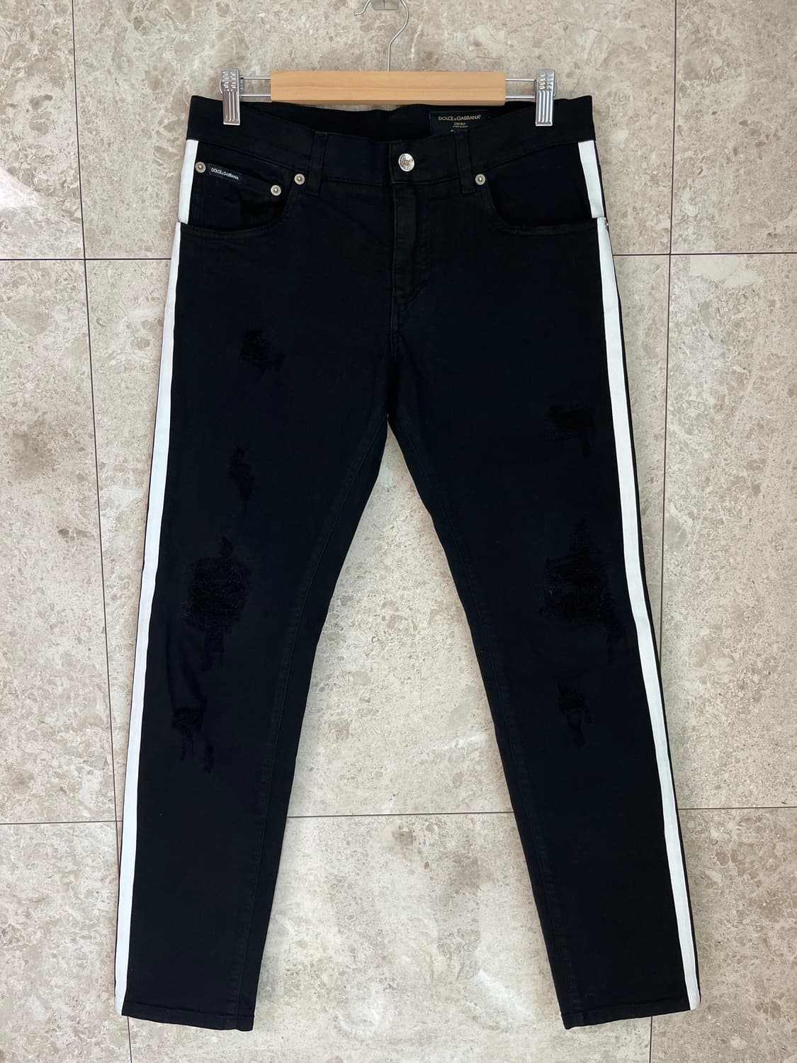 돌체앤가바나 블랙 옆줄 스키니 데님 46 상품이미지1