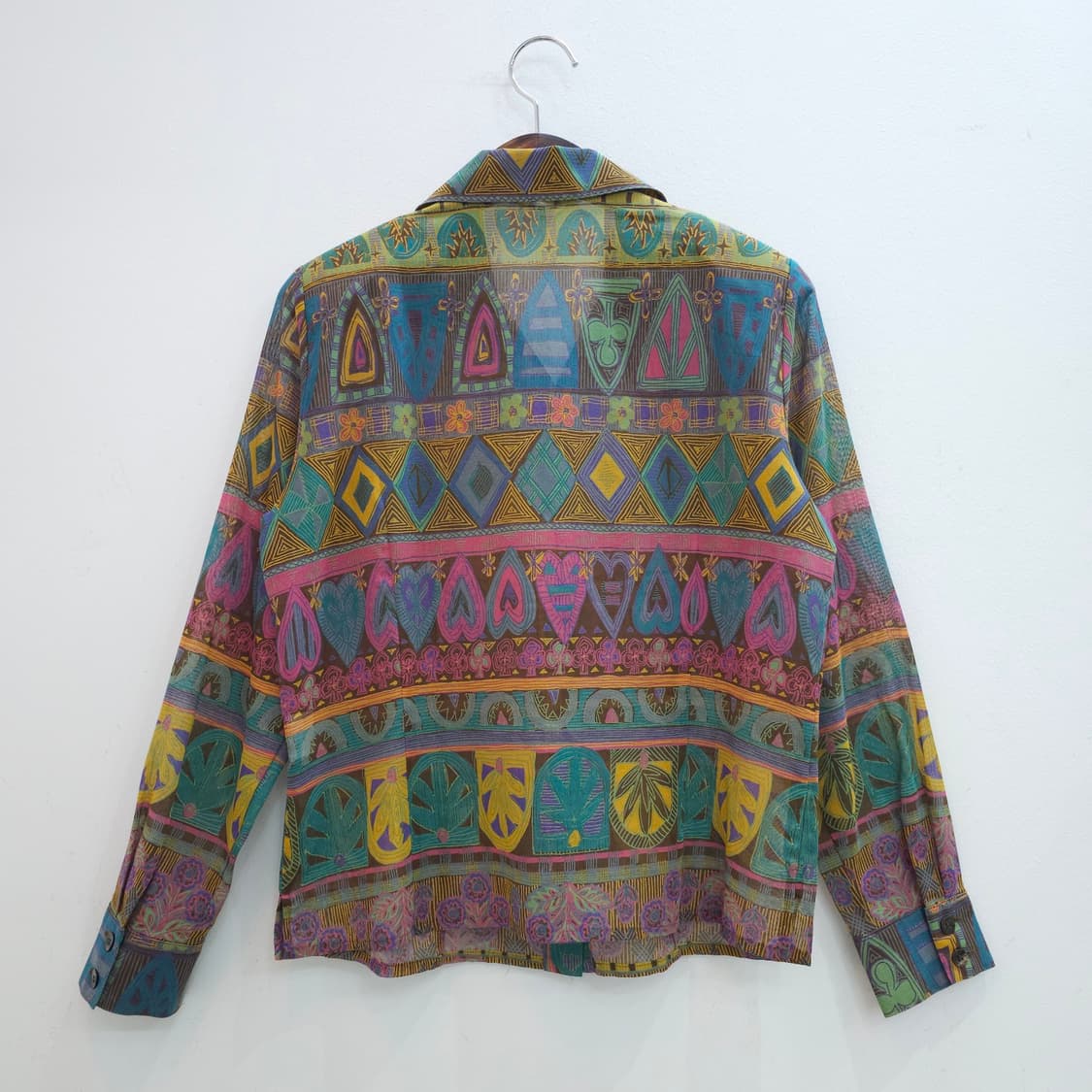 에스닉 기하학 패턴 시어 블라우스 셔츠 상품이미지2