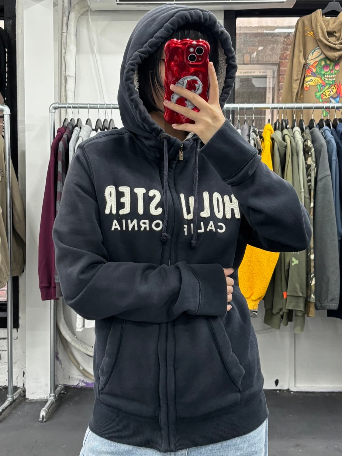 홀리스터 Y2K 네이비 후드집업 상품이미지2