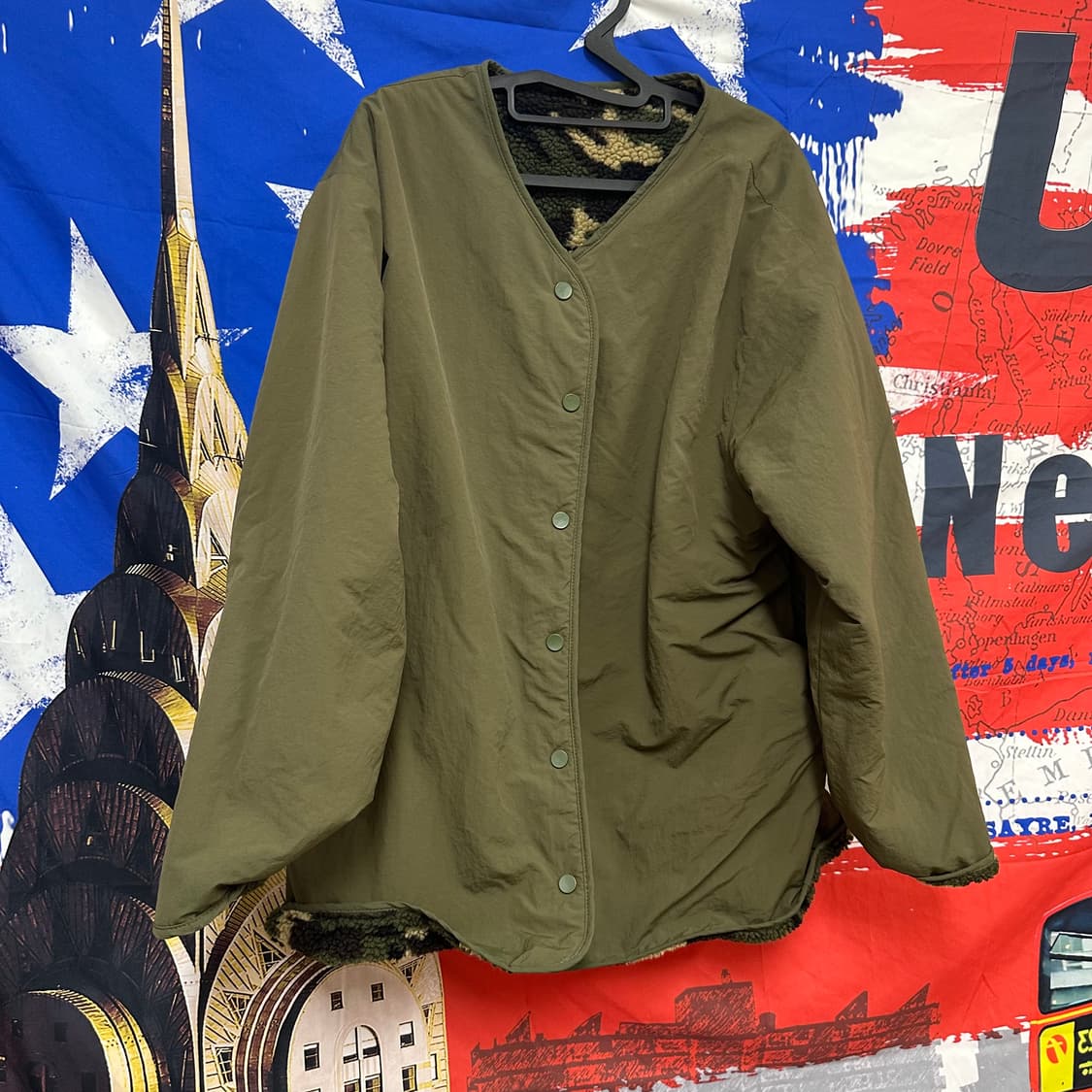 s급 빈티지 카모 리버시블 양면 오버핏바람막이XL105 상품이미지6