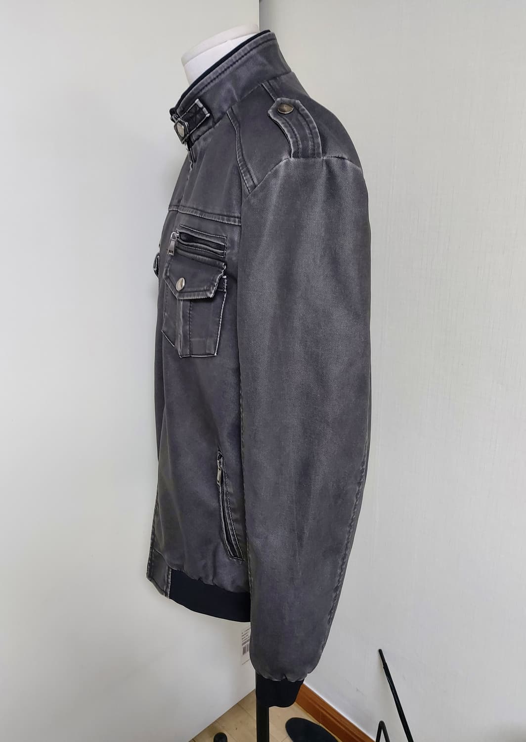 PU 코팅 워싱 빅사이즈 슬림 라이더 자켓 새상품(6XL)110~115 상품이미지3