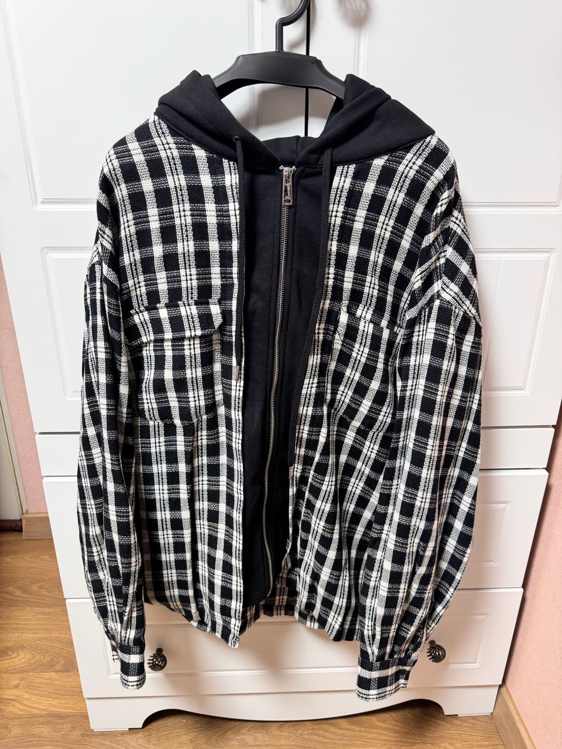 오와이 체크 후드집업 상품이미지1