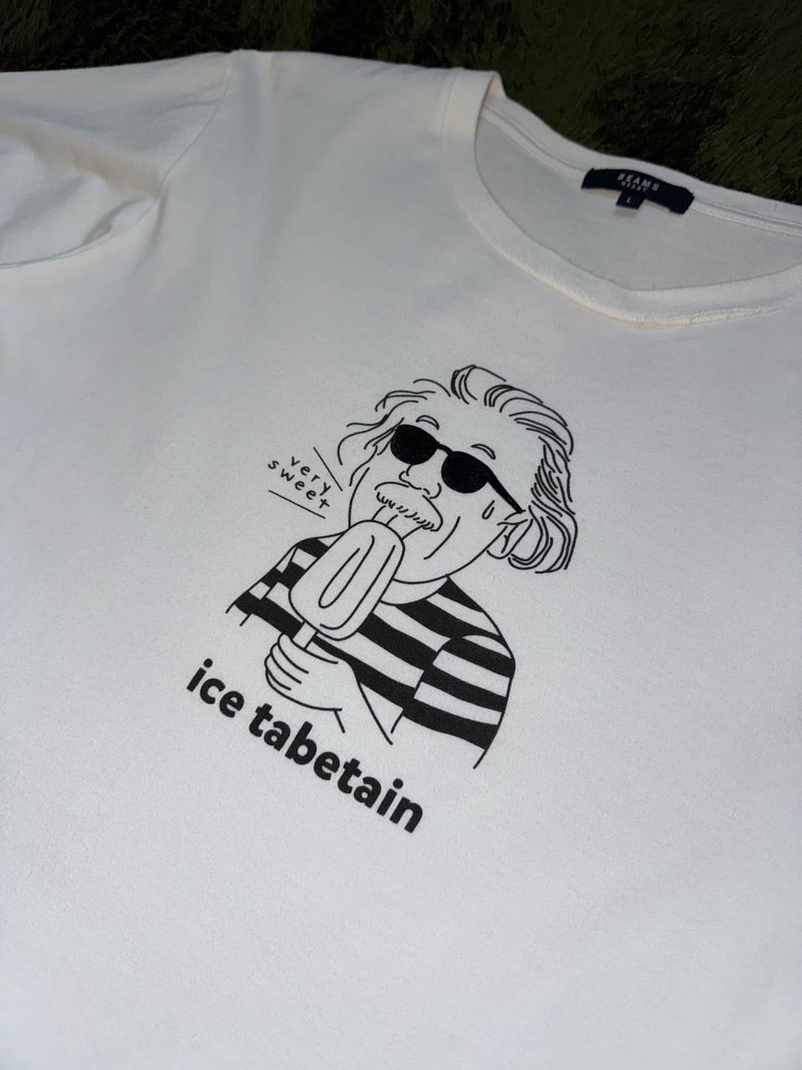 [L] BEAMS 빔즈 하트 아이스 타베타인 그래픽 티셔츠 화이트 상품이미지2