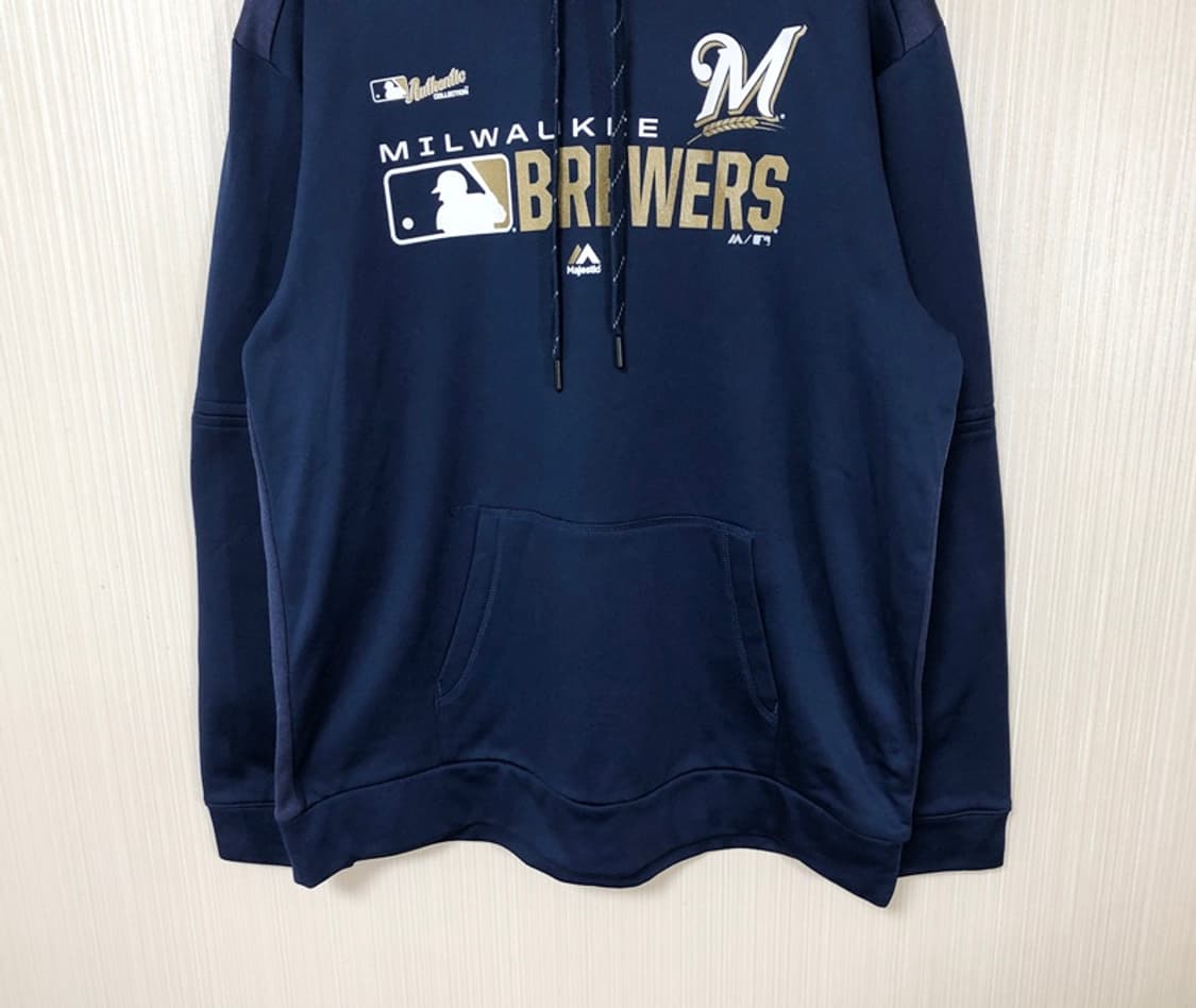MLB 마제스틱 밀워키브루워스 어센틱 후드티셔츠 L 상품이미지3