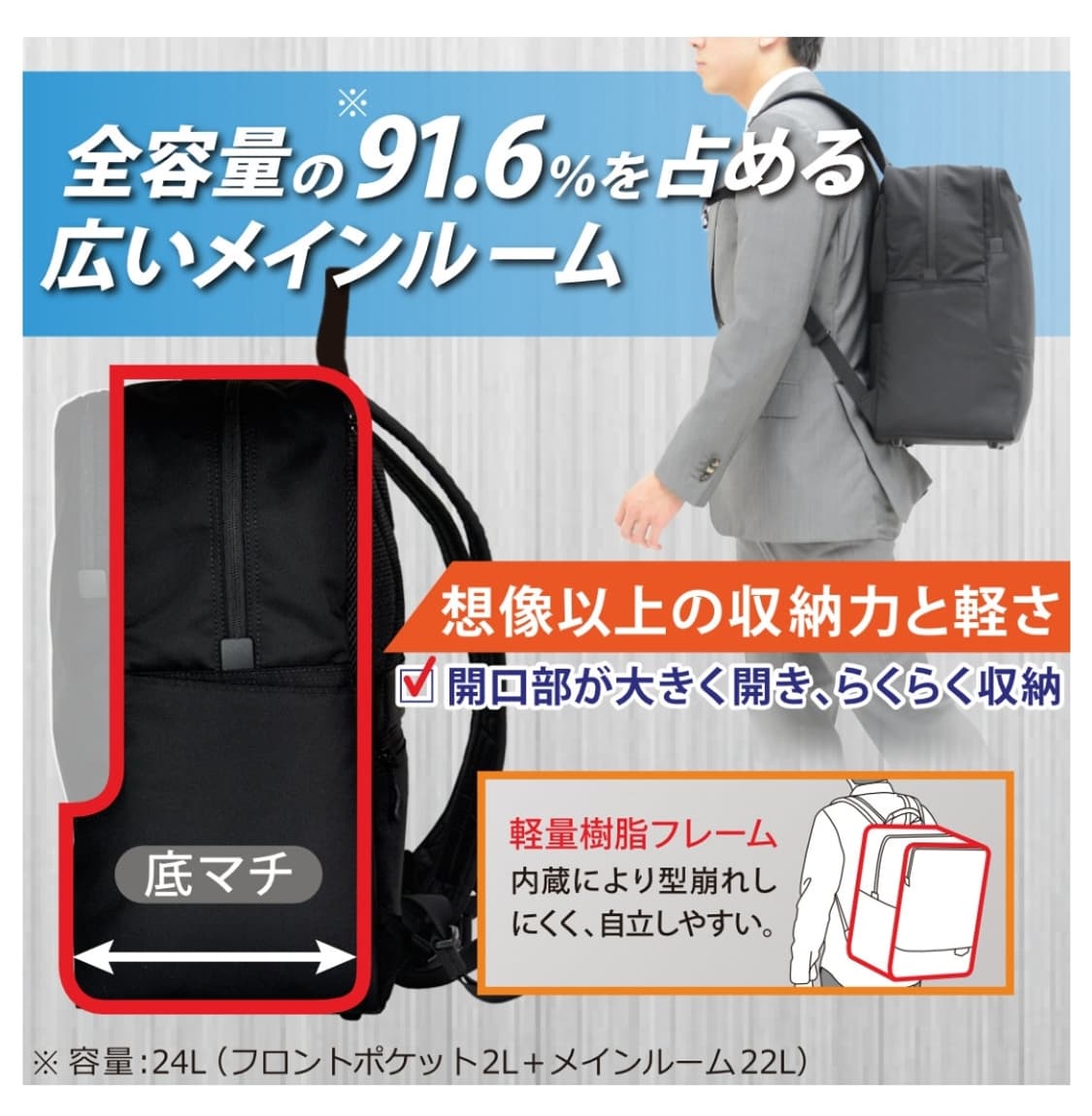 (새상품50%할인)일본 맨하탄 페세지 초경량 백팩 블랙 #5615 상품이미지4