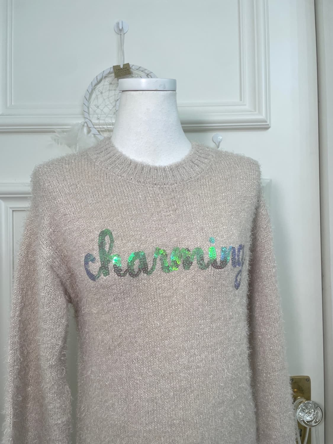 cream ivory spangle point shaggy knit op 상품이미지6