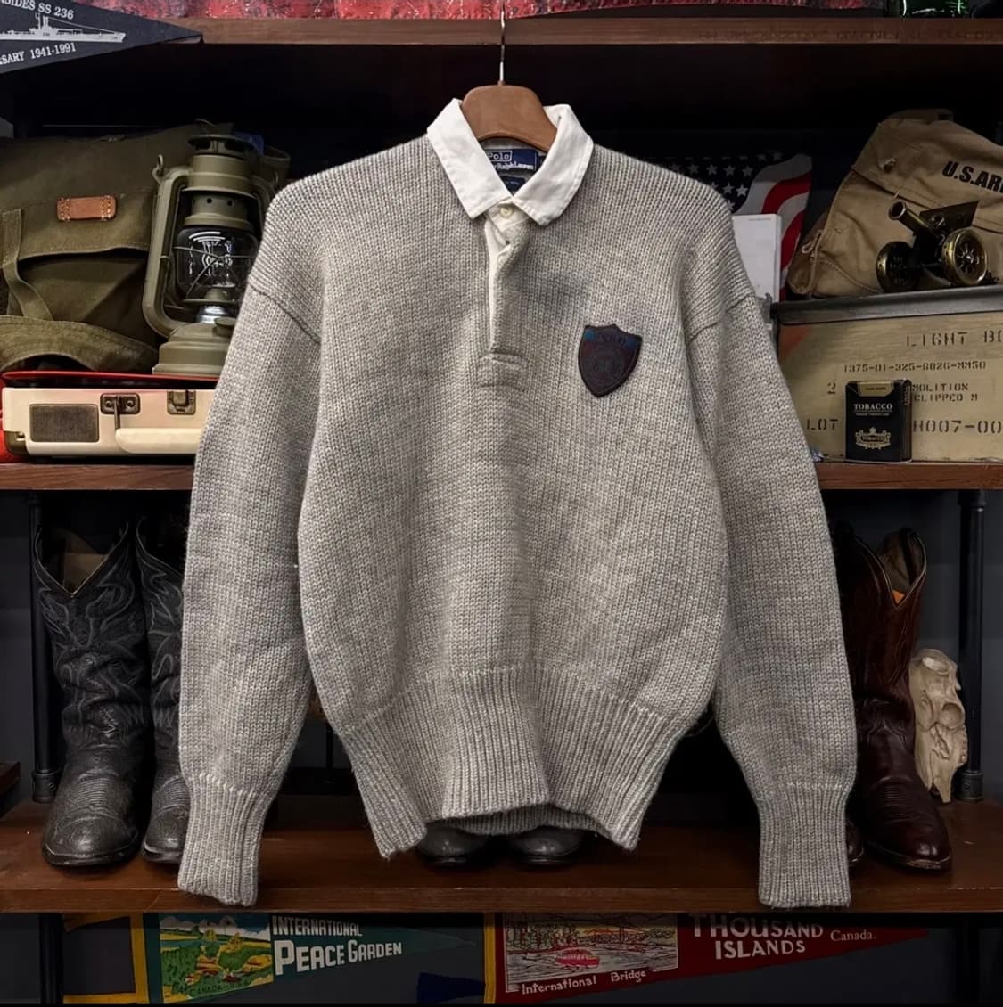 90s 폴로 랄프로렌 헤비 울 클래식 프레피 와펜 럭비 니트 상품이미지1