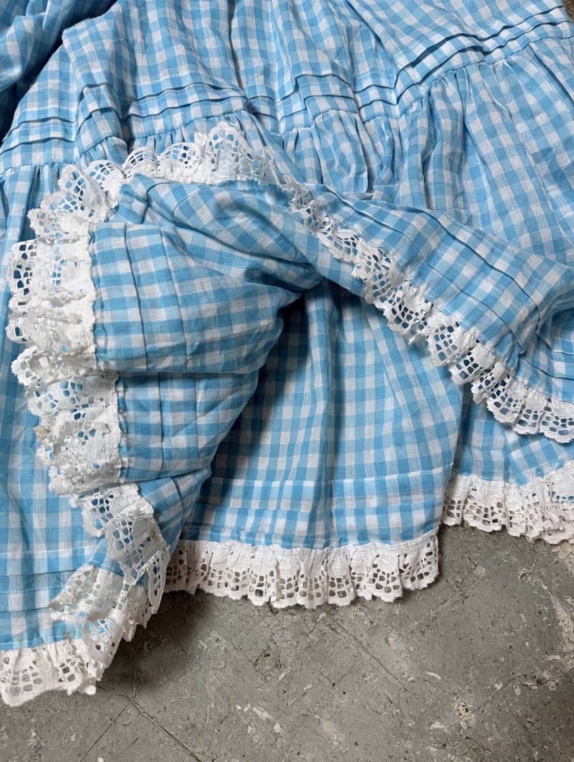 70s Prairie Dress 블루킹엄체크 빈티지 드레스 상품이미지9