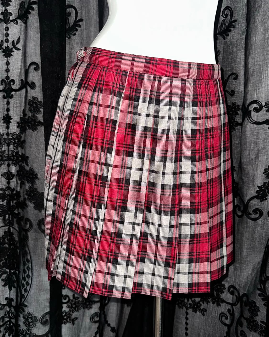 red checkered pleated skirt 상품이미지2