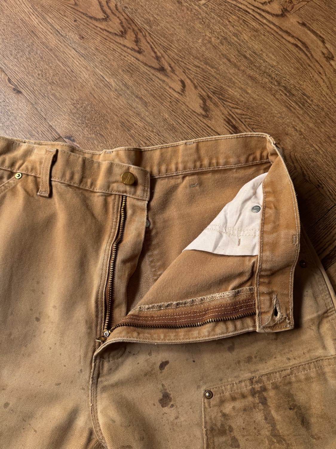 [33]칼하트 USA 더티워싱 브라운 더블니 워크 팬츠 상품이미지3