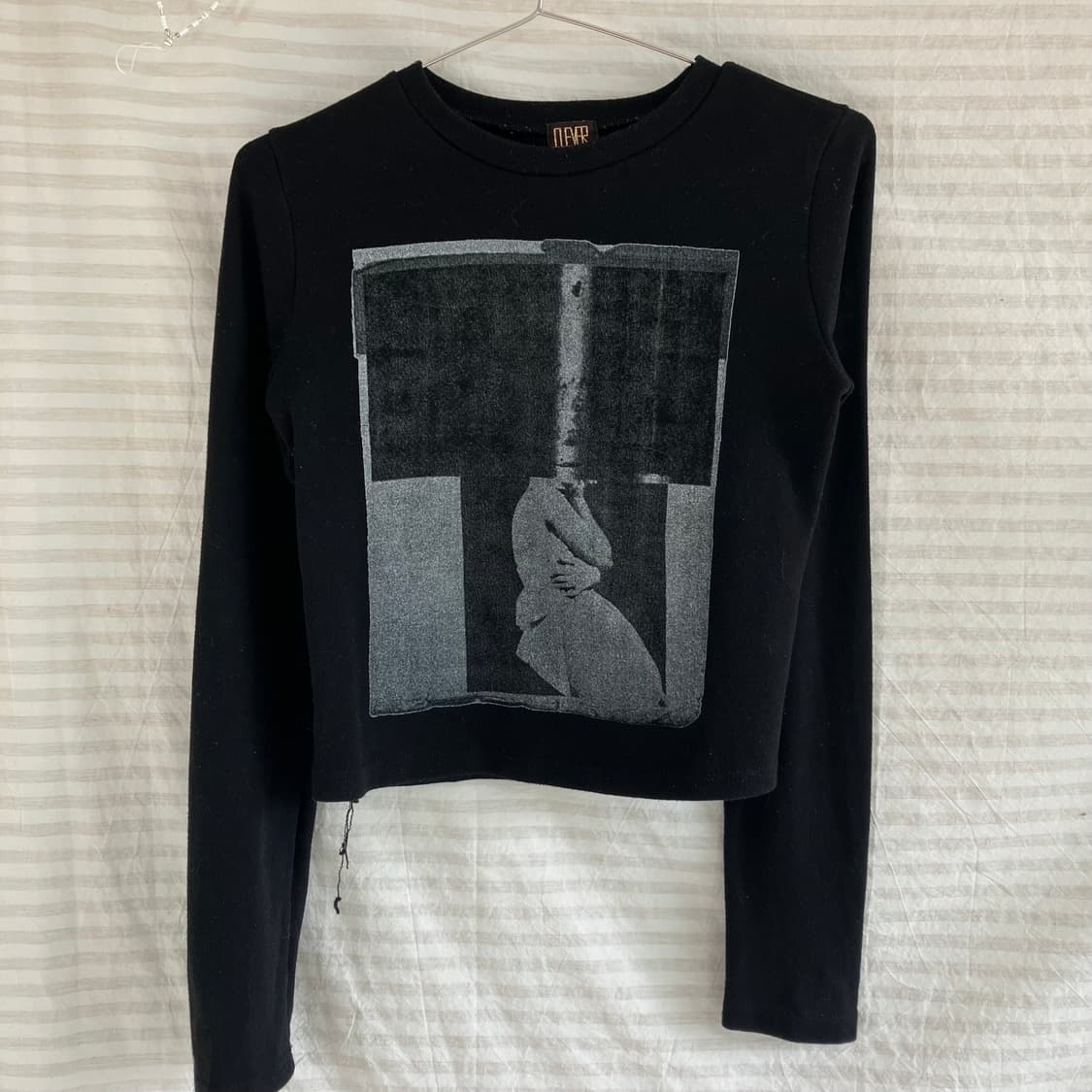 빈티지 블랙 감성 프린팅 크롭 긴팔 980 y2k 스트릿 갸루 펑키 일본 상품이미지1