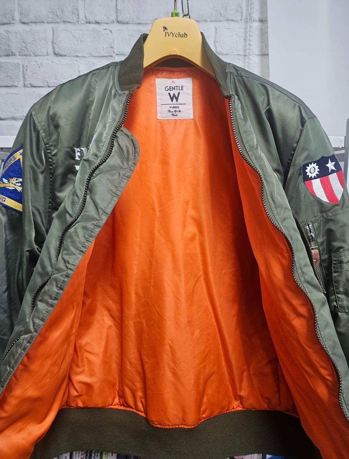 젠틀 플라잉타이거 항공점퍼 패딩 95 카키 봄버자켓 XD37 상품이미지4