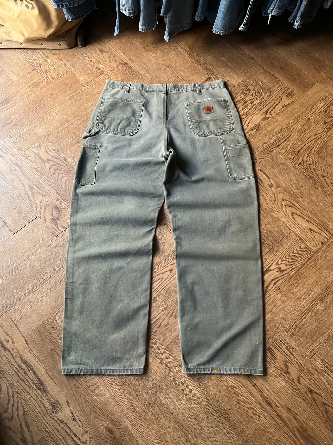 [38]칼하트 USA 모스그린 싱글니 빈티지 워싱 워크팬츠 상품이미지2