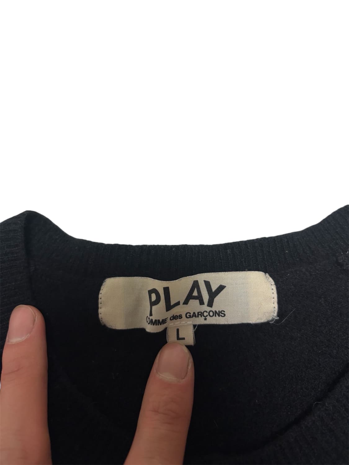 [정품] 꼼데가르송 플레이 레드와펜 라운드넥 블랙 가디건 L 상품이미지4