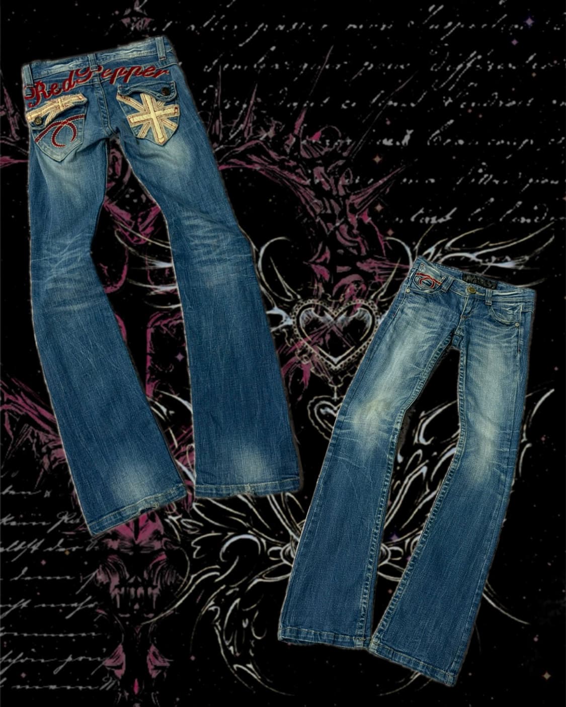 Y2K Red peper embroidery low-rise pants 상품이미지1