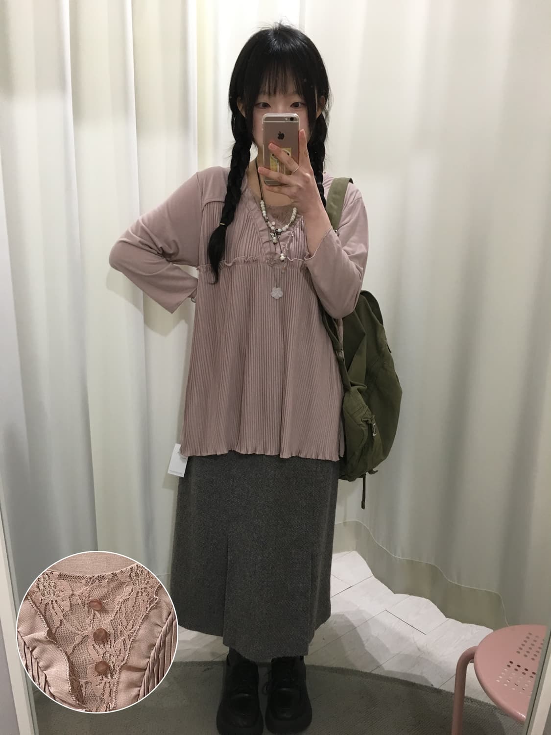 lace pleats blouse 상품이미지1