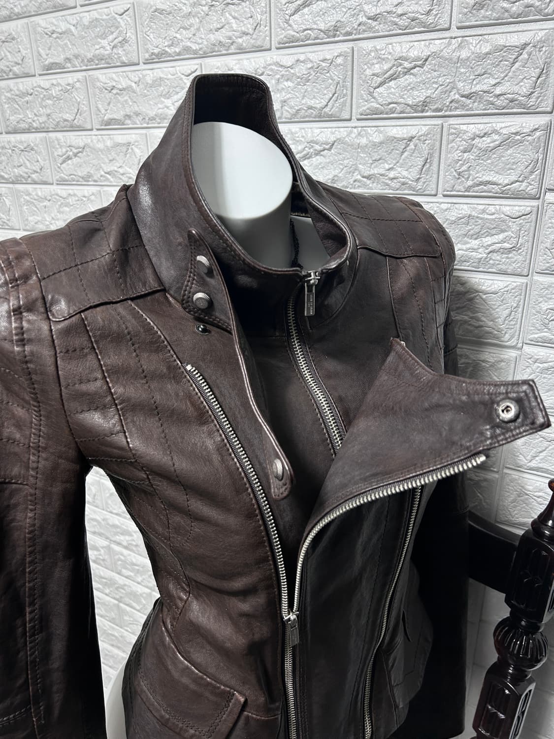 멀티 지퍼 판넬 레더 자켓 상품이미지2