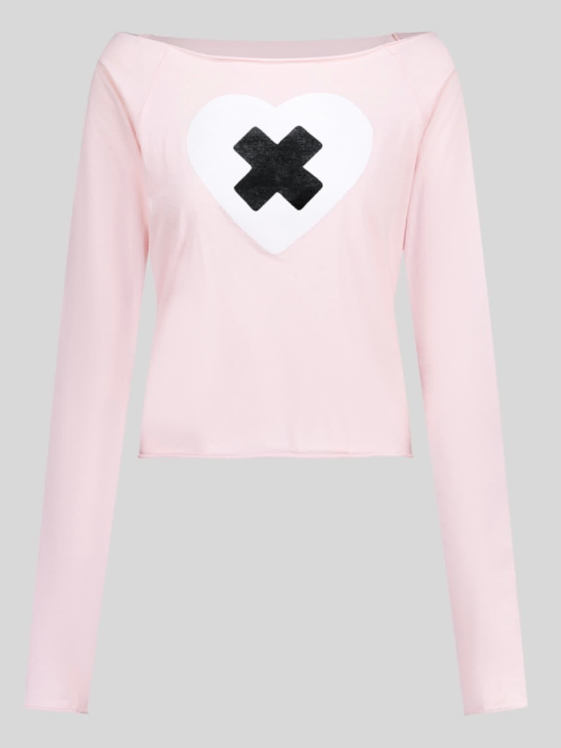 샵페어리 크로스 하트 컷오프 티셔츠 라이트 핑크 상품이미지4