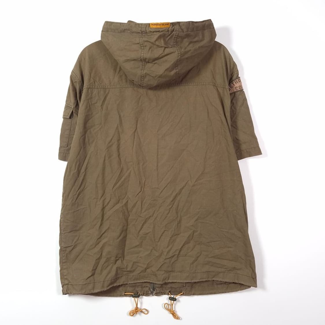 써스데이 아일랜드 빈티지 와펜 반팔 후드 야상 자켓 L 상품이미지4