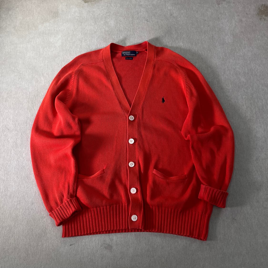 100 폴로랄프로렌 90s 신한인터네셔널 주황 가디건 상품이미지1