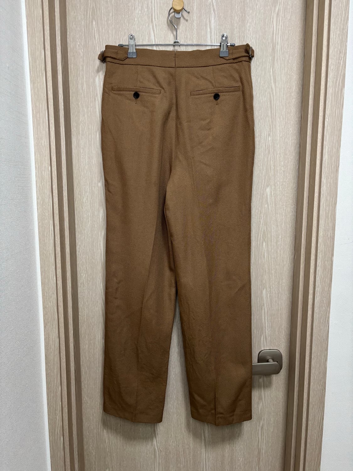 23FW)수트서플라이 Mira 투턱 사이드벨트 울 팬츠46(30)/브라운 상품이미지3