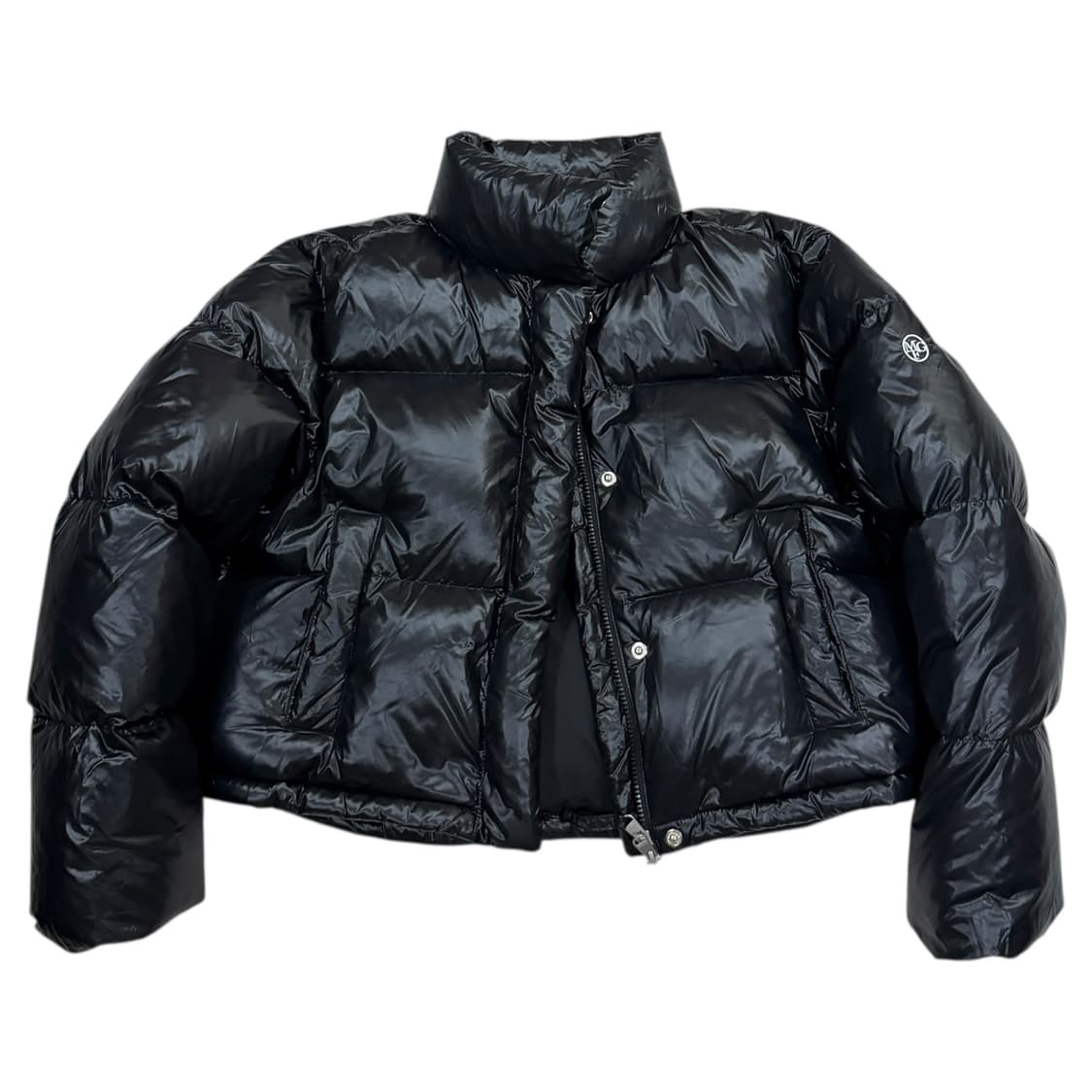 마리떼 프랑소와 저버 서클 로고 덕다운 글로시 크롭 푸퍼 패딩 자켓 블랙 상품이미지3