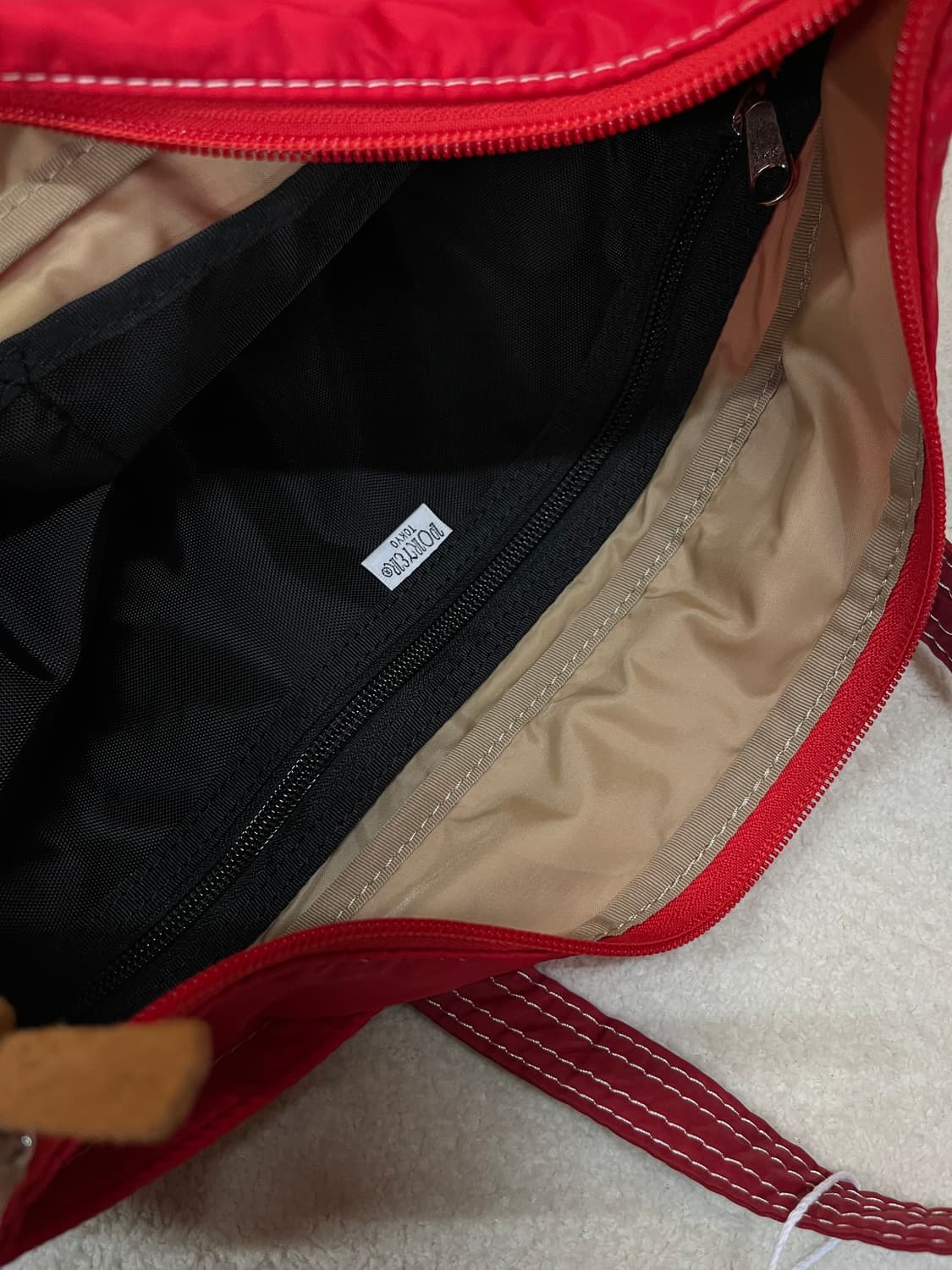 포터 화이트 스티치 토트백 레드 상품이미지9