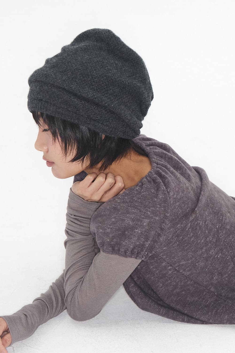 익스파이드걸 니트 비니 차콜 상품이미지6