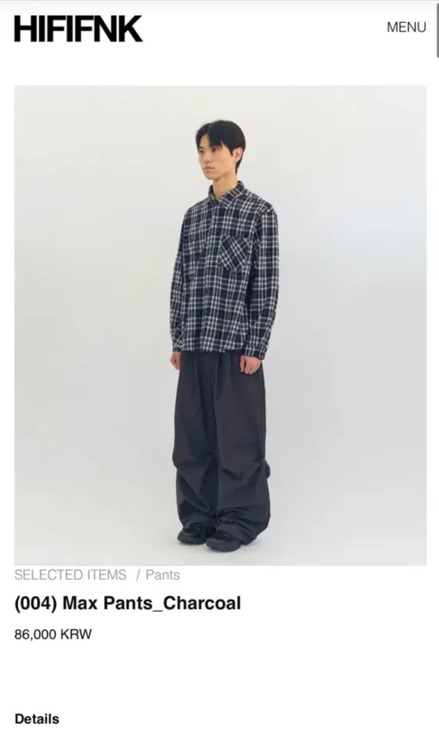 하이파이펑크 004 max pants 맥스 팬츠 차콜 상품이미지1