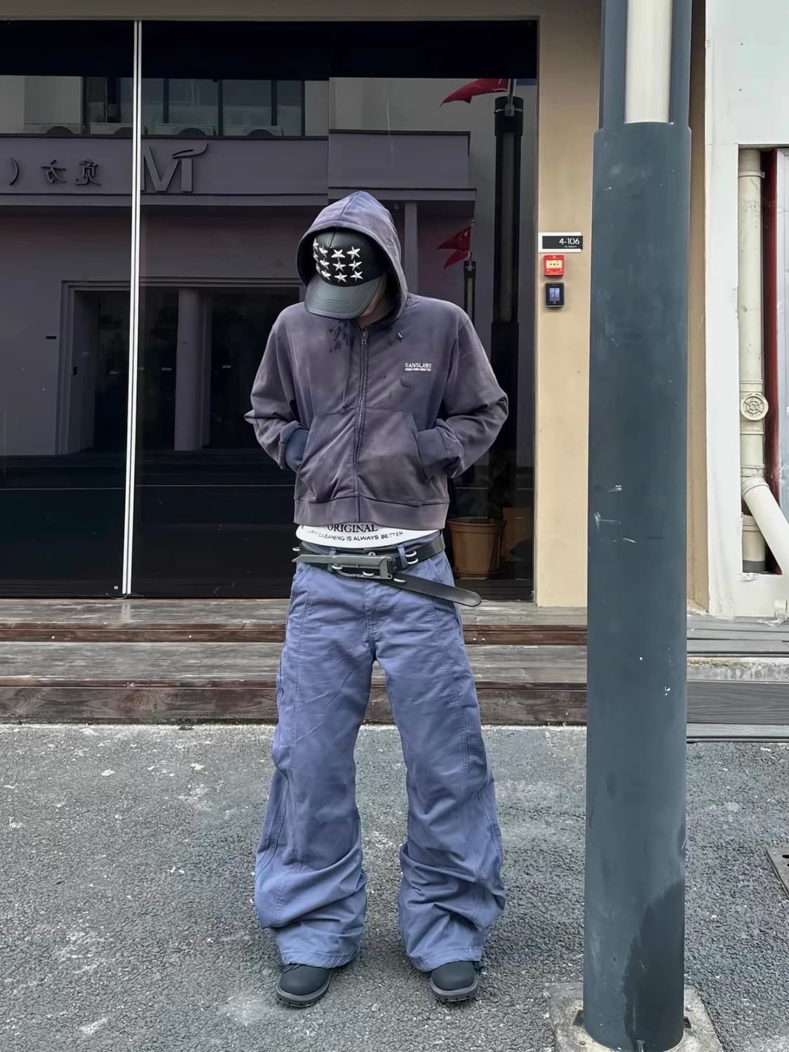 Back check blue cotton pants  상품이미지6